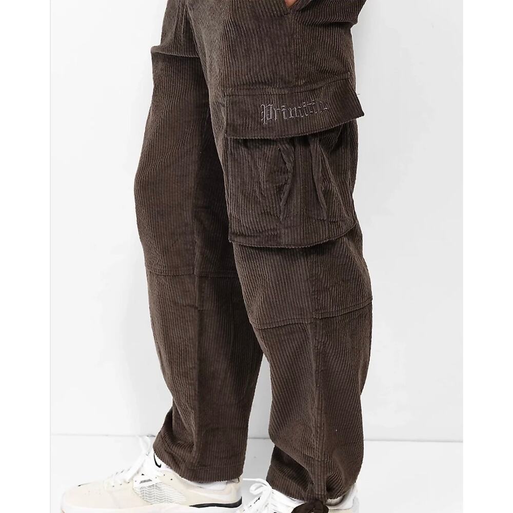 Primitive Skateboarding Brown Corduroy Cargo Pants Men’s Size 32 Relaxed Fit Y2K